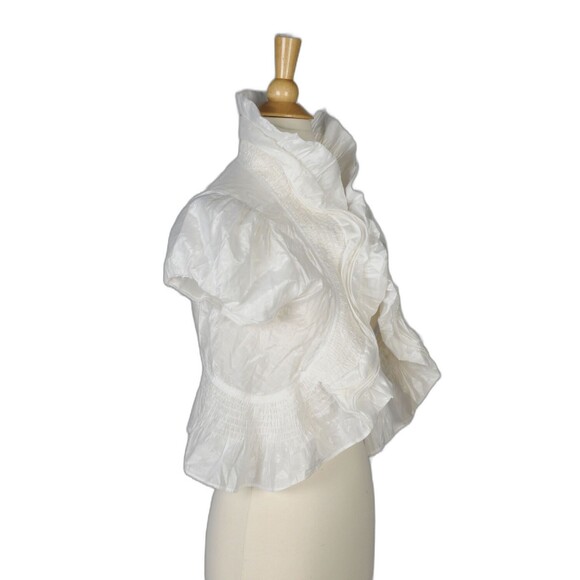 Mine White Structured Open Front Short Sleeve Jacket Size M - Picture 2 of 4